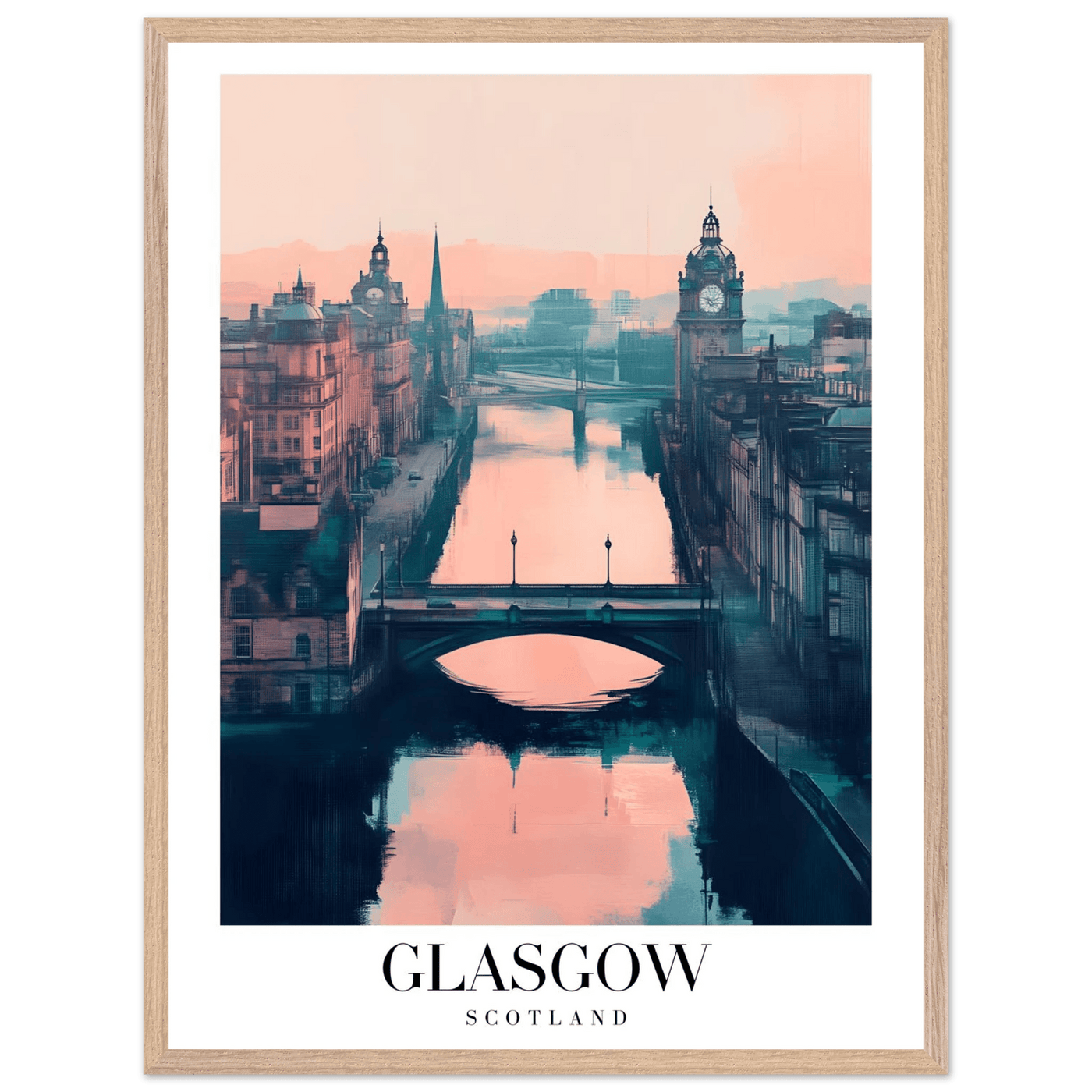 Glasgow Scotland Framed Poster – Atmospheric Cityscape Wall Art with Customizable Wooden Frame - Vibrantwalls