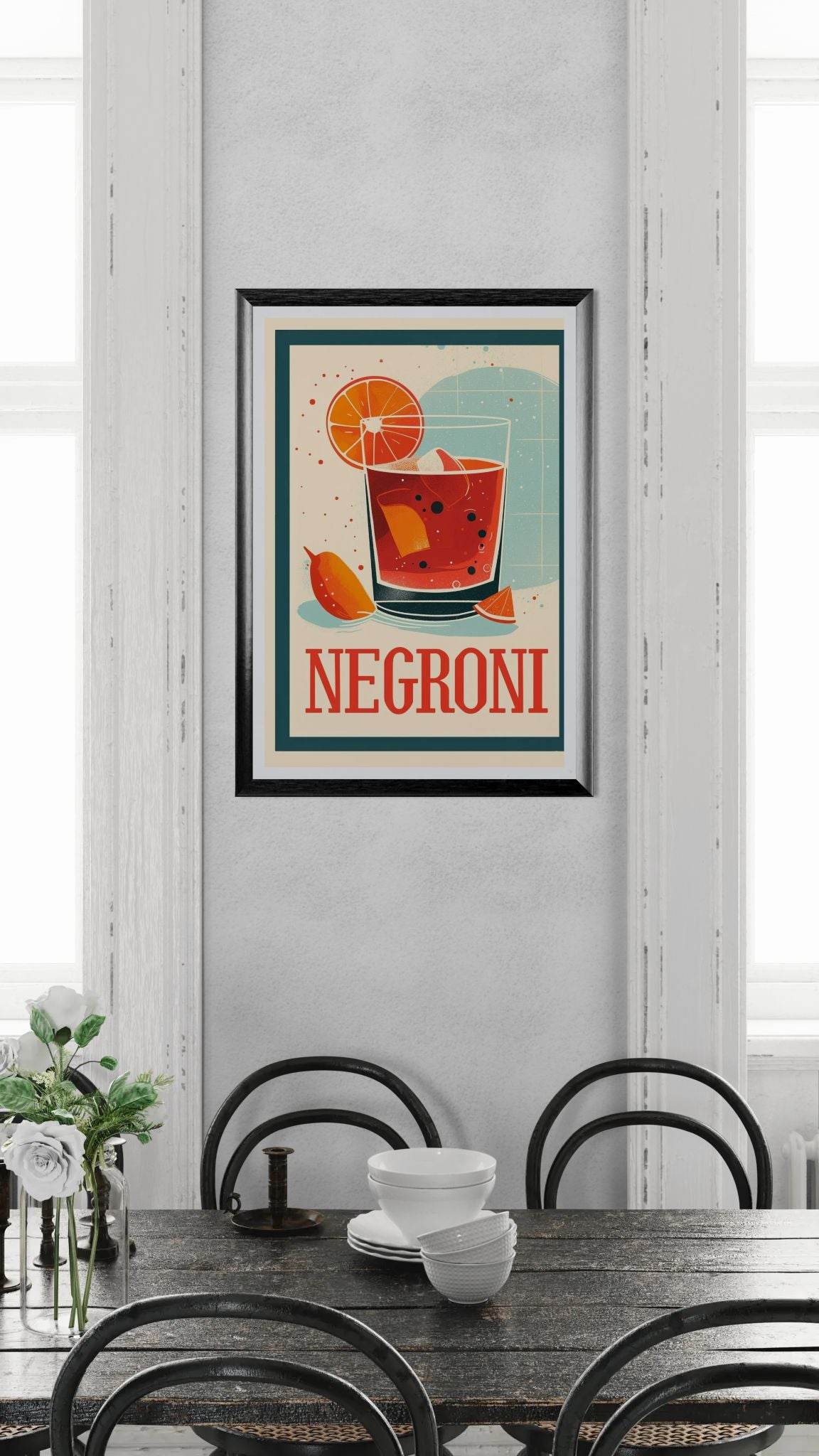 Retro Negroni Cocktail Recipe Art Print - Vibrantwalls