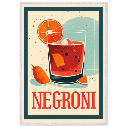 Retro Negroni Cocktail Recipe Art Print - Vibrantwalls
