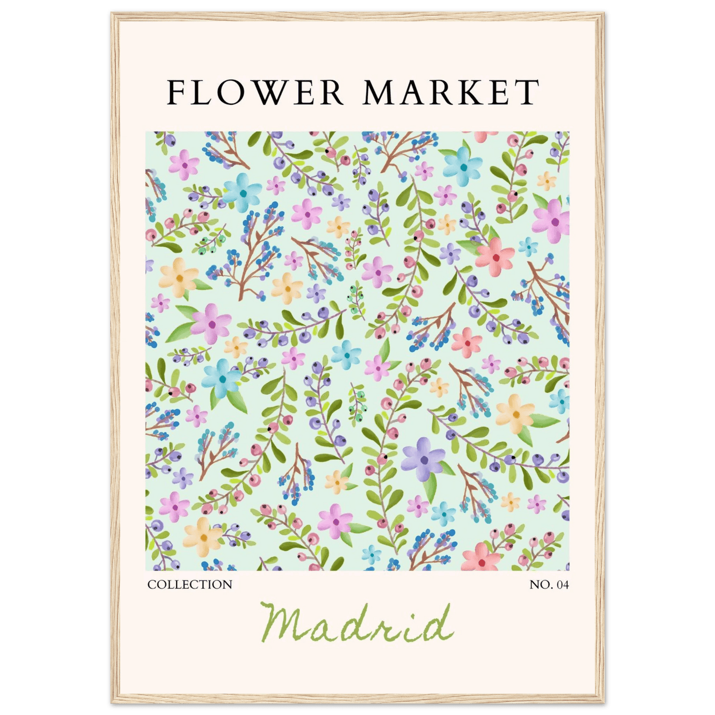 Flower Market Collection Framed Poster – Whimsical Floral & Berry Art Prints | Ready-to-Hang in Various Sizes - Vibrantwalls