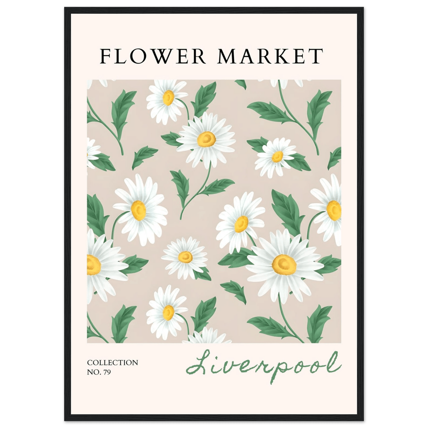 Charming Daisy Field Framed Poster – Botanical 'Flower Market' Art Print | Ready-to-Hang in Your Choice of Frame - Vibrantwalls