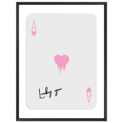 Lucky You - Ace of Hearts Drip Pink Print - Mounted Framed Poster Art with Eco-Friendly Wood Frame - Vibrantwalls