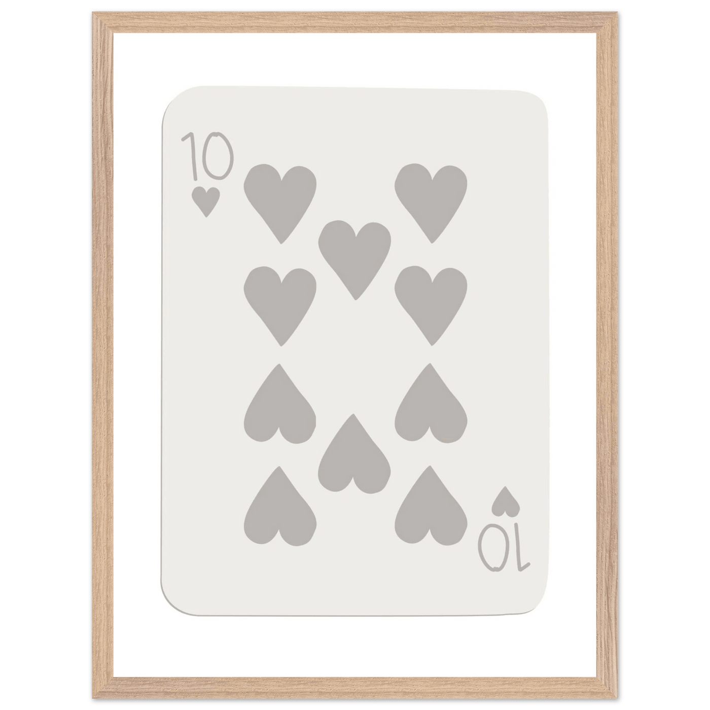 Minimalist Ten of Hearts Playing Card Print - Framed Poster Art, Eco-Friendly Wood Frame in Your Choice of Size & Finish - Vibrantwalls