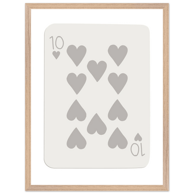 Minimalist Ten of Hearts Playing Card Print - Framed Poster Art, Eco-Friendly Wood Frame in Your Choice of Size & Finish - Vibrantwalls