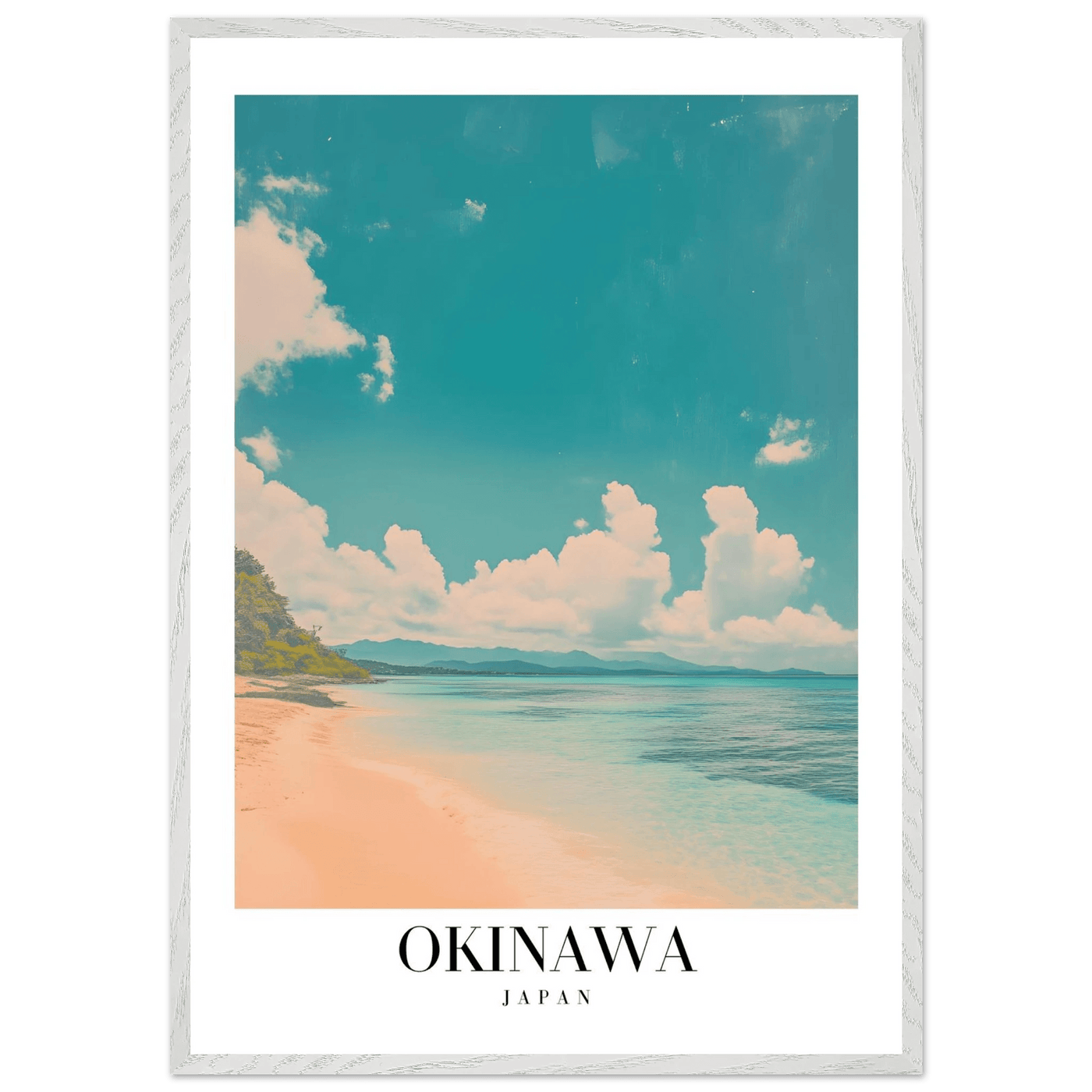 Okinawa Japan Framed Poster – Vintage Beach Travel Wall Art with Wooden Frame - Vibrantwalls