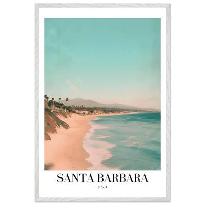 Santa Barbara USA Framed Poster – Pastel Beach Travel Wall Art in Your Choice of Frame - Vibrantwalls