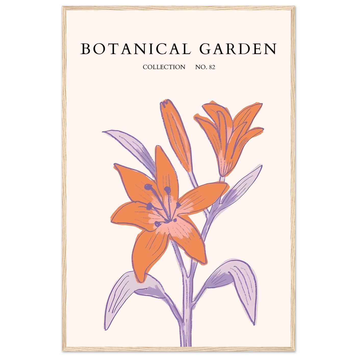 Botanical Garden Lily Print – Orange & Lavender Framed Poster | Elegant Nature Art for Modern Spaces, Ready-to-Hang - Vibrantwalls