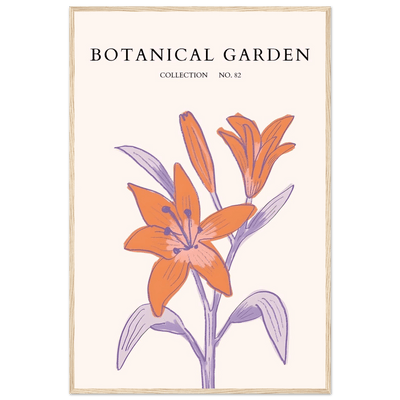 Botanical Garden Lily Print – Orange & Lavender Framed Poster | Elegant Nature Art for Modern Spaces, Ready-to-Hang - Vibrantwalls