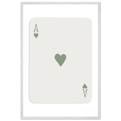 Minimalist Ace of Hearts Print - Eco-Friendly Framed Poster Art, Sage Green Elegance - Vibrantwalls