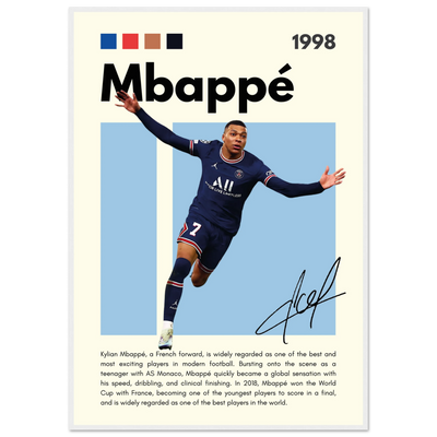Kylian Mbappé PSG Soccer Framed Football Poster 70x100 cm 28x40″ White frame Vibrantwalls