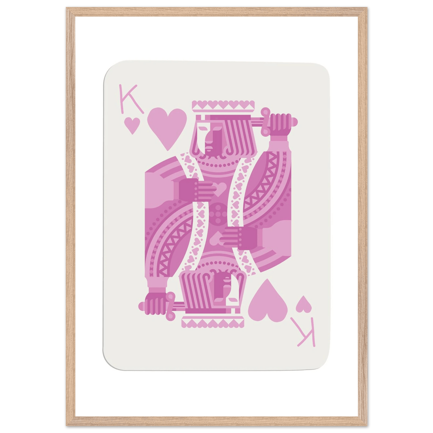 King of Hearts Modern Pink Poker Card Art - Mounted Framed Poster, Eco-Friendly Wood Frame - Vibrantwalls