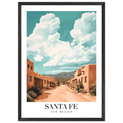 Santa Fe New Mexico Framed Poster – Vintage Southwest Wall Art with Wooden Frame - Vibrantwalls