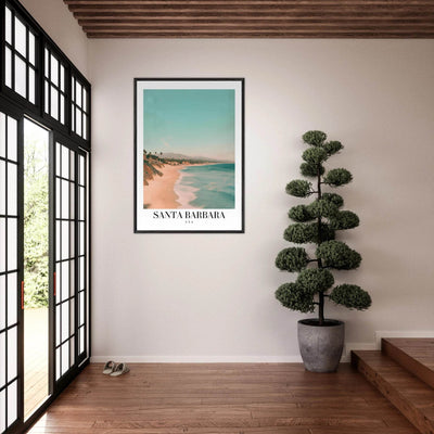 Santa Barbara USA Framed Poster – Pastel Beach Travel Wall Art in Your Choice of Frame - Vibrantwalls