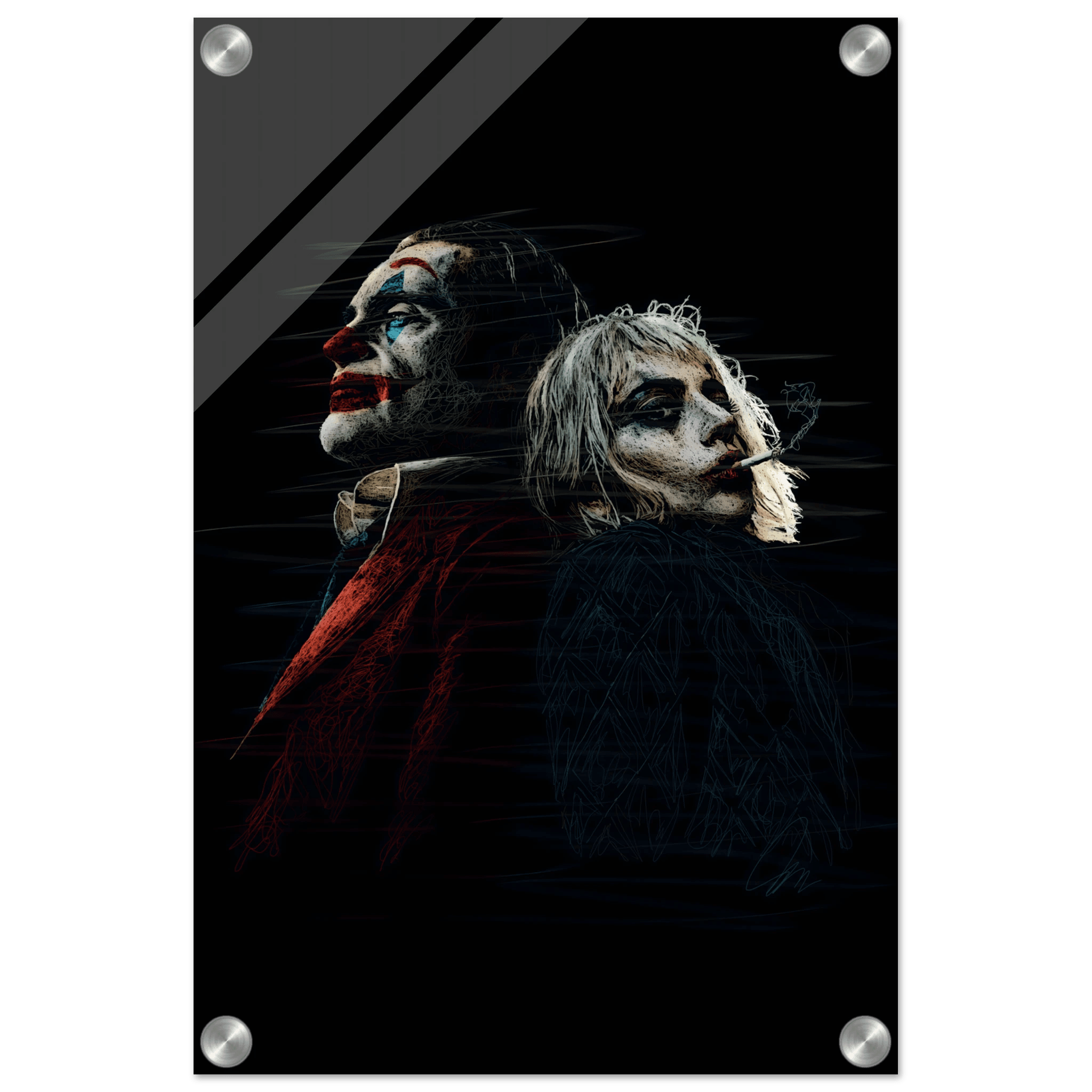 Joker & Harley Quinn Inspired Acrylic Print – Dark, Edgy, Modern Pop Art for Your Space - Vibrantwalls