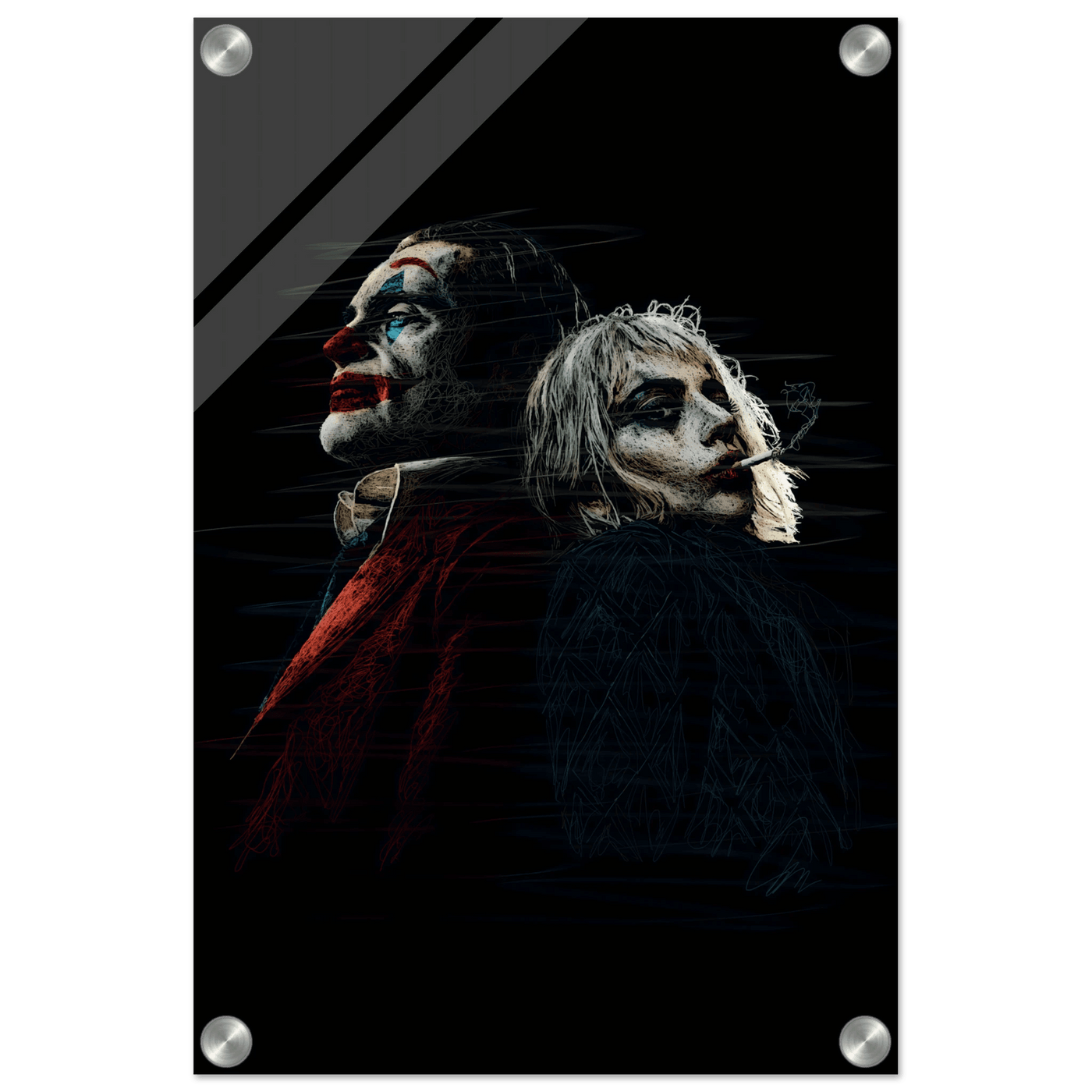 Joker & Harley Quinn Inspired Acrylic Print – Dark, Edgy, Modern Pop Art for Your Space - Vibrantwalls