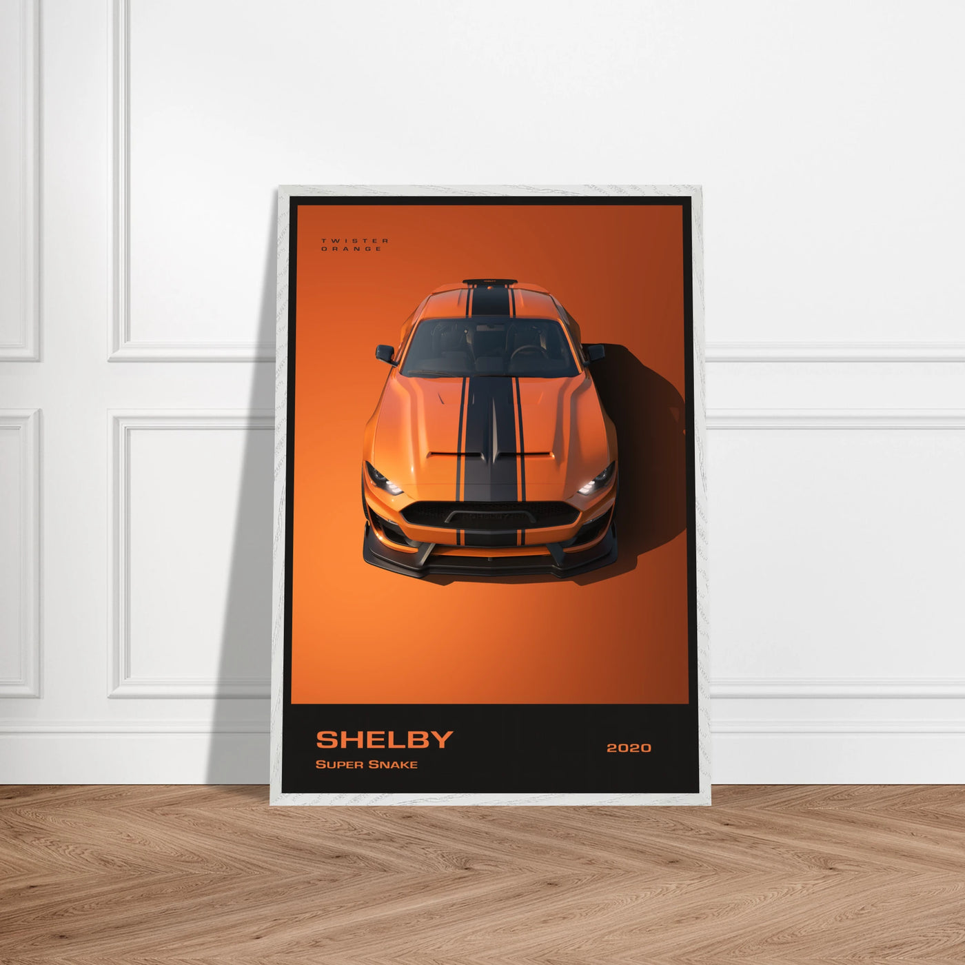 Shelby Super Snake 2020 "Twister Orange" Framed Poster | Modern Automotive Art, Ready-to-Hang Premium Quality Vibrantwalls