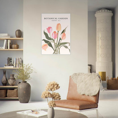 Botanical Garden Framed Posters – Soft Tulip Hues & Abstract Nature Art Prints | Ready-to-Hang in Your Choice of Frame - Vibrantwalls