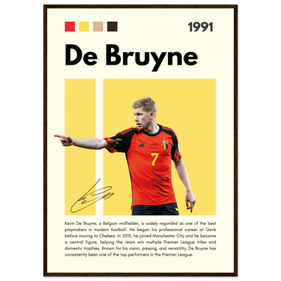 Kevin De Bruyne Football Legend Framed Poster – Vibrant Pop Art Print for Modern Fans A1 (59.4 x 84.1 cm) Dark wood frame Vibrantwalls