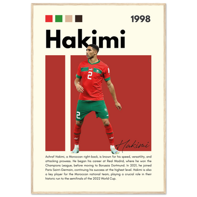 Achraf Hakimi Morocco Framed Football Legend Poster 70x100 cm 28x40″ Wood frame Vibrantwalls
