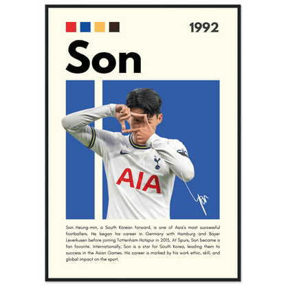 Son Heung-min Tottenham Hotspur Framed Football Poster 70x100 cm 28x40″ Black frame Vibrantwalls