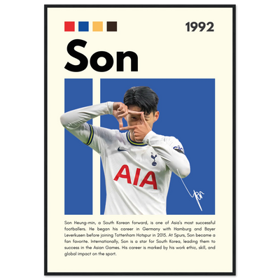 Son Heung-min Tottenham Hotspur Framed Football Poster 70x100 cm 28x40″ Black frame Vibrantwalls