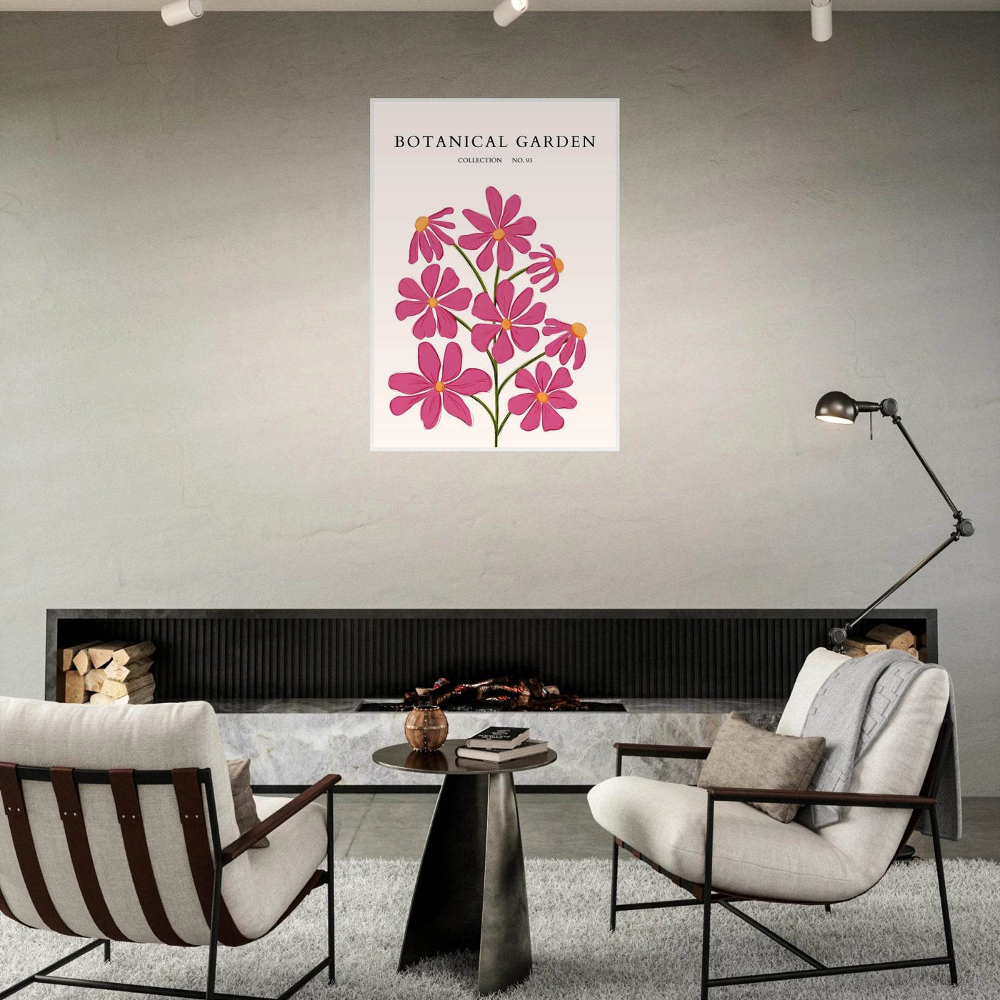 Vibrant Botanical Garden Framed Poster – Pink Cosmos & Abstract Floral Art Print | Ready-to-Hang in Various Sizes - Vibrantwalls