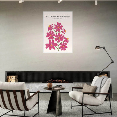 Vibrant Botanical Garden Framed Poster – Pink Cosmos & Abstract Floral Art Print | Ready-to-Hang in Various Sizes - Vibrantwalls