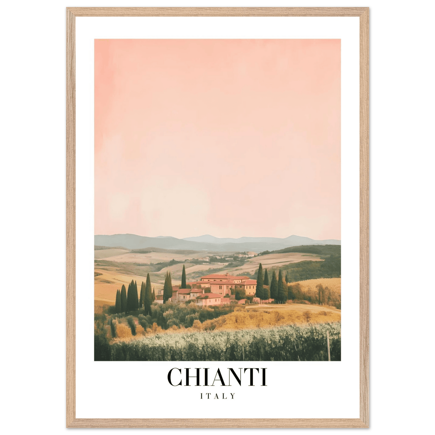 Chianti, Italy Framed Poster – Vintage Tuscan Countryside Wall Art with Customizable Wooden Frame - Vibrantwalls