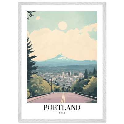 Portland Oregon Framed Poster – Mid-Century Modern Travel Art with Your Choice of Frame - Vibrantwalls