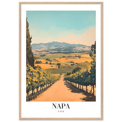 Napa Valley Vineyard Framed Poster – Vintage Travel Wall Art with Wooden Frame - Vibrantwalls