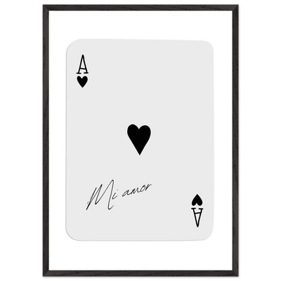 Mi Amor Ace of Hearts Framed Poster Art - Romantic Card Print with Eco-Friendly Wood Frame, Multiple Sizes & Colors - Vibrantwalls