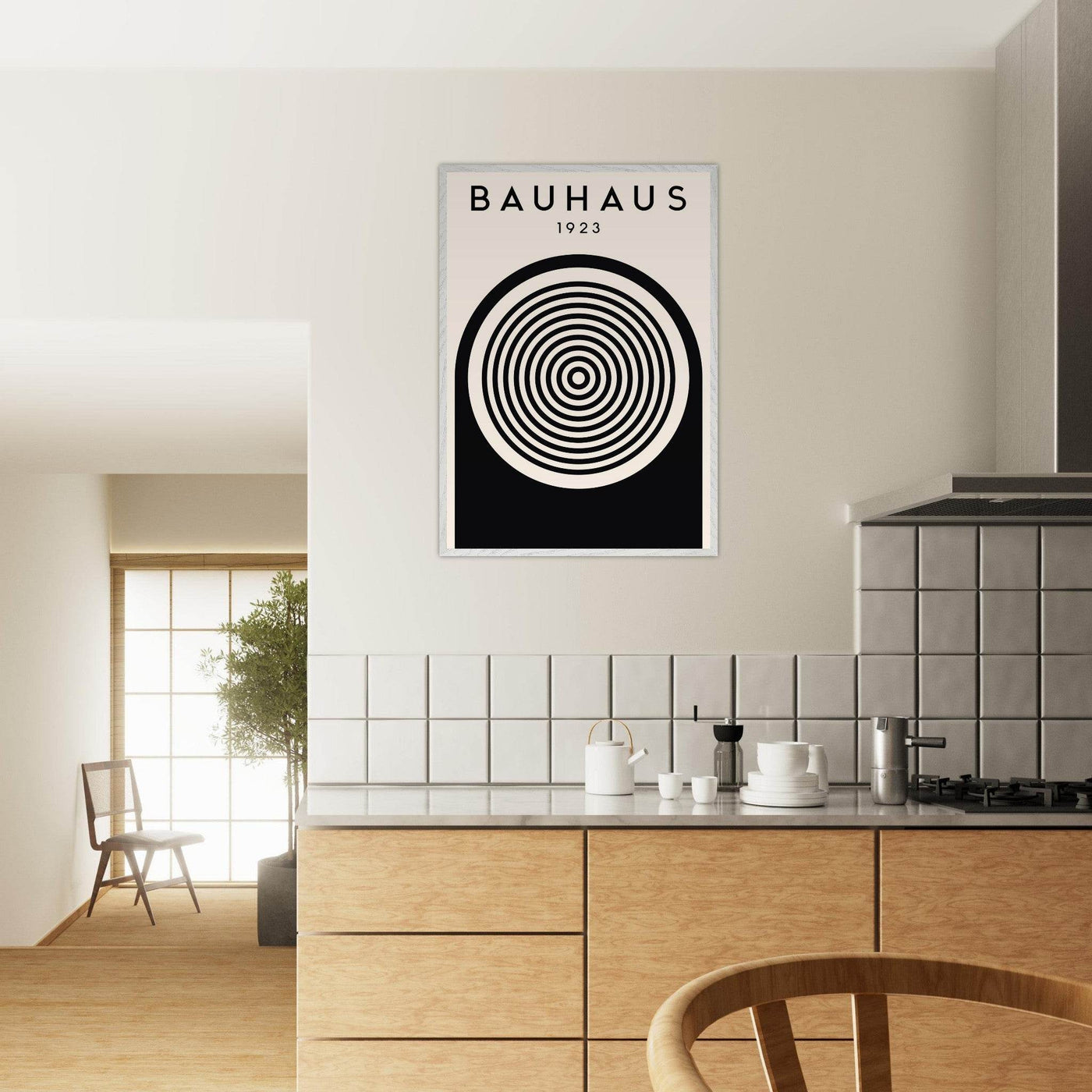 Bauhaus Black and White Art - Concentric Circle Design - Vibrantwalls