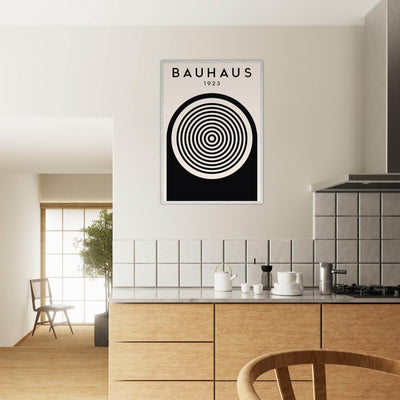 Bauhaus Black and White Art - Concentric Circle Design - Vibrantwalls