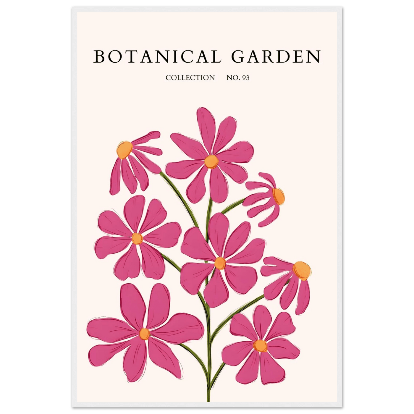 Vibrant Botanical Garden Framed Poster – Pink Cosmos & Abstract Floral Art Print | Ready-to-Hang in Various Sizes - Vibrantwalls