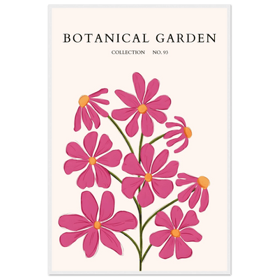 Vibrant Botanical Garden Framed Poster – Pink Cosmos & Abstract Floral Art Print | Ready-to-Hang in Various Sizes - Vibrantwalls