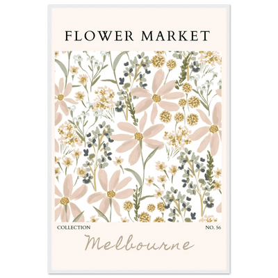 Flower Market Melbourne Framed Poster – Blush Floral & Sage Green Art Print | Ready-to-Hang Wall Decor - Vibrantwalls