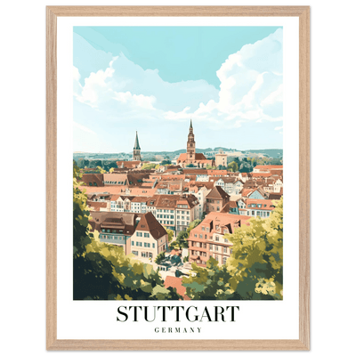 Stuttgart Germany Framed Poster – Vintage European Cityscape Wall Art with Customizable Wooden Frame - Vibrantwalls