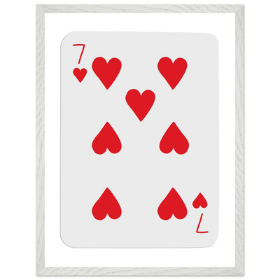 Lucky 7 of Hearts Poker Card Print - Mounted Framed Wall Art, Eco-Friendly Wood Frame & Multiple Sizes - Vibrantwalls