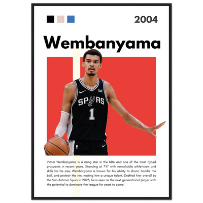 Victor Wembanyama Wemby Spurs Modern Art Print A1 (59.4 x 84.1 cm) Black frame Vibrantwalls