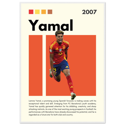 Lamine Yamal Spain Soccer Framed Football Poster 70x100 cm 28x40″ White frame Vibrantwalls