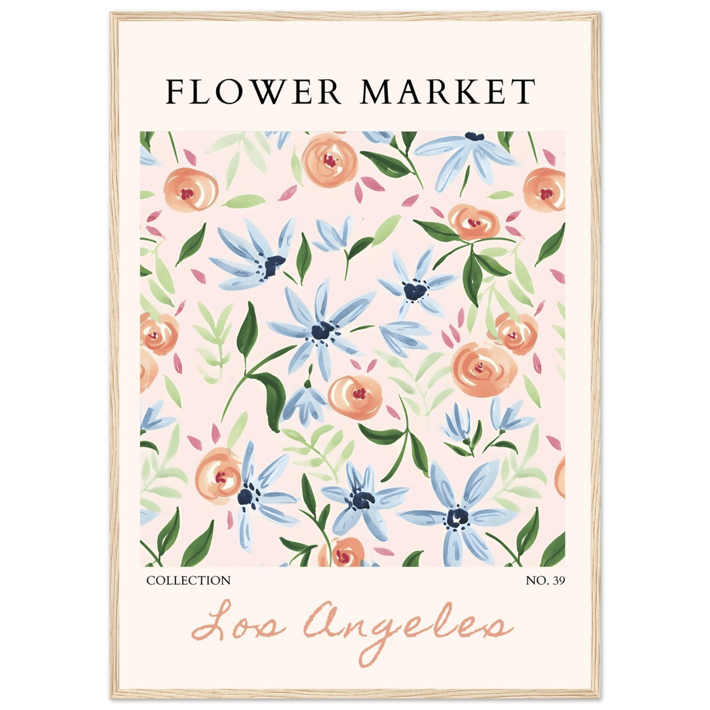 Abstract Floral Framed Poster – Pastel Blossom & Leaf Art Prints | Ready-to-Hang Wall Decor - Vibrantwalls