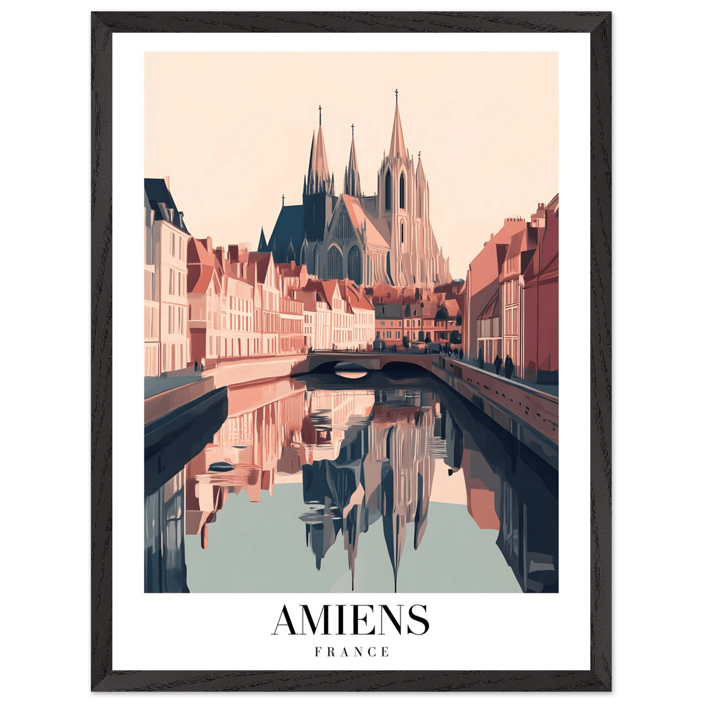 Amiens France Framed Poster – Vintage Travel Wall Art with Wooden Frame - Vibrantwalls