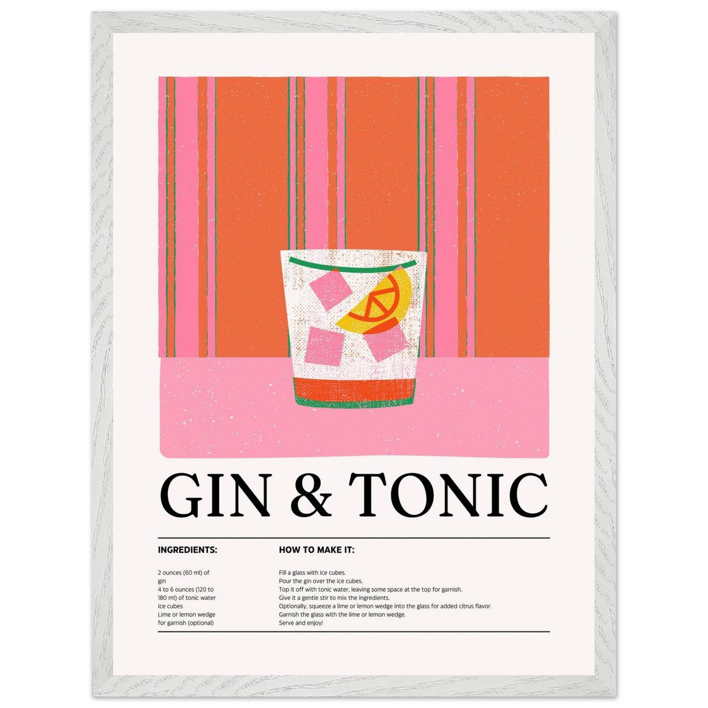 Gin Tonic Cocktail Recipe Minimalist Design Print - Vibrantwalls