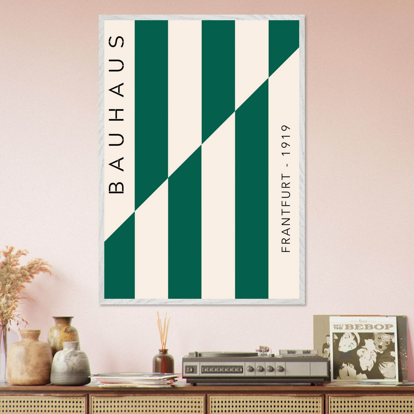 Bauhaus Emerald Green & Cream Modern - Vibrantwalls
