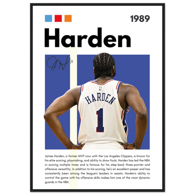James Harden The Beard Clippers Framed Poster A1 (59.4 x 84.1 cm) Black frame Vibrantwalls