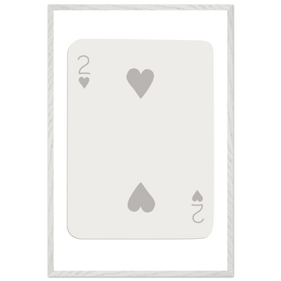 Minimalist Two of Hearts Poker Card Print - Mounted Framed Eco-Friendly Art for Modern Decor - Vibrantwalls