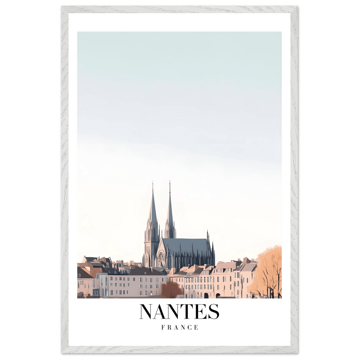 Nantes France Cathedral Framed Poster - Minimalist Travel Wall Art in Your Choice of Size & Frame - Vibrantwalls