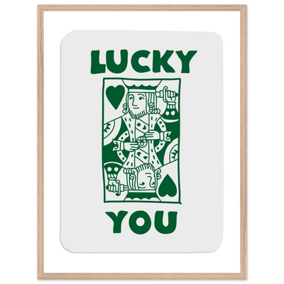 Lucky You Poker King of Hearts Print - Mounted Eco-Friendly Framed Poster Art in Dark Green - Vibrantwalls