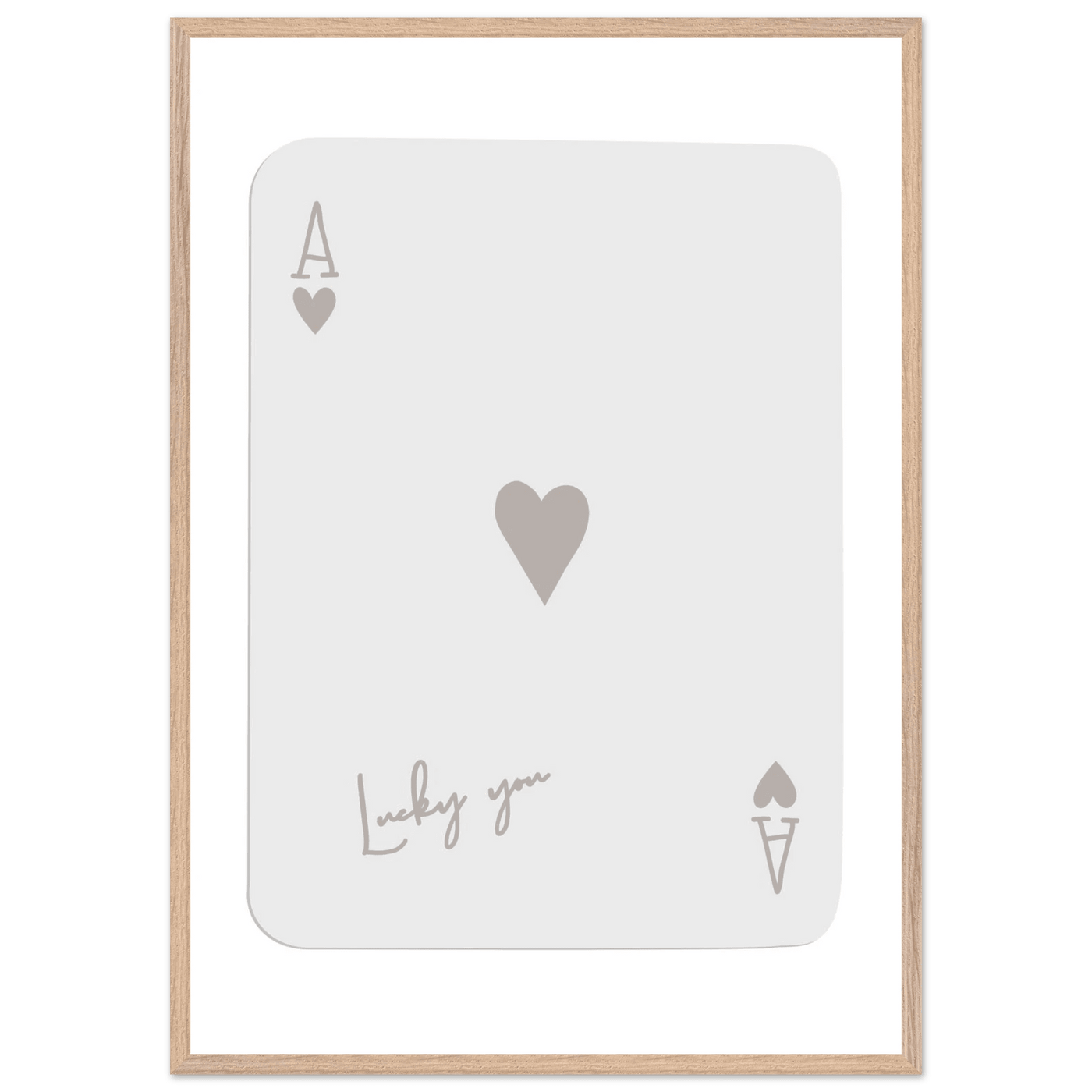 Minimalist Ace of Hearts Poker Card Print - Lucky You Wall Art, Eco-Friendly Wood Frame Poster - Vibrantwalls