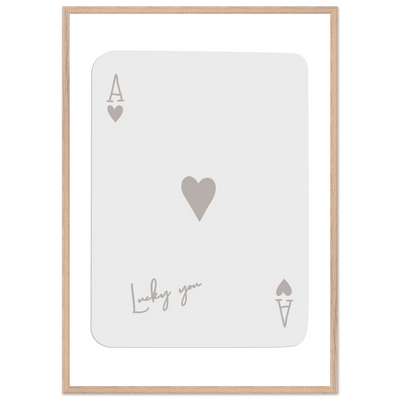 Minimalist Ace of Hearts Poker Card Print - Lucky You Wall Art, Eco-Friendly Wood Frame Poster - Vibrantwalls